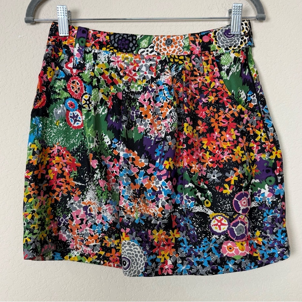 See by Chloe Mini Skirt Size US 6 Multicolor‎ Silk Floral Printed Pleated